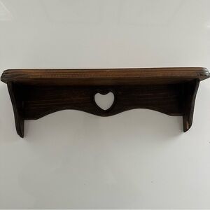 Heart Cutout Wood Wall Shelf cottagecore grandmacore dark wood stain